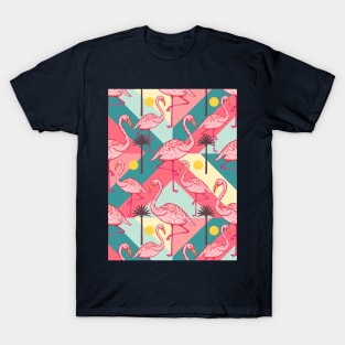 Retro Flamingo Pattern T-Shirt